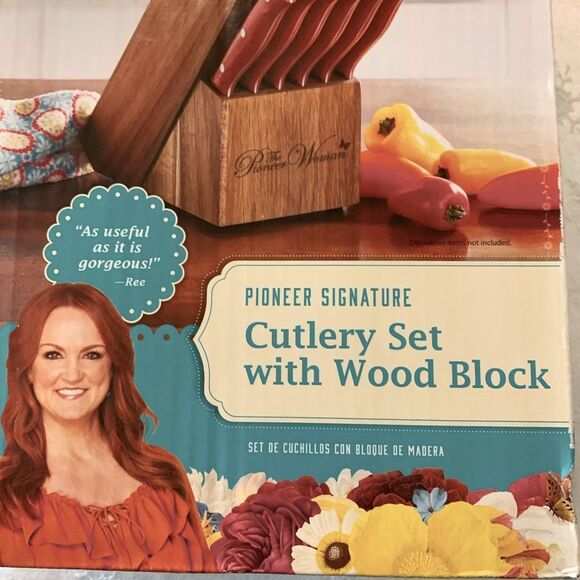 NWT The Pioneer Woman Knife Set with Wooden Block 14 Pc - Picture 3 of 7